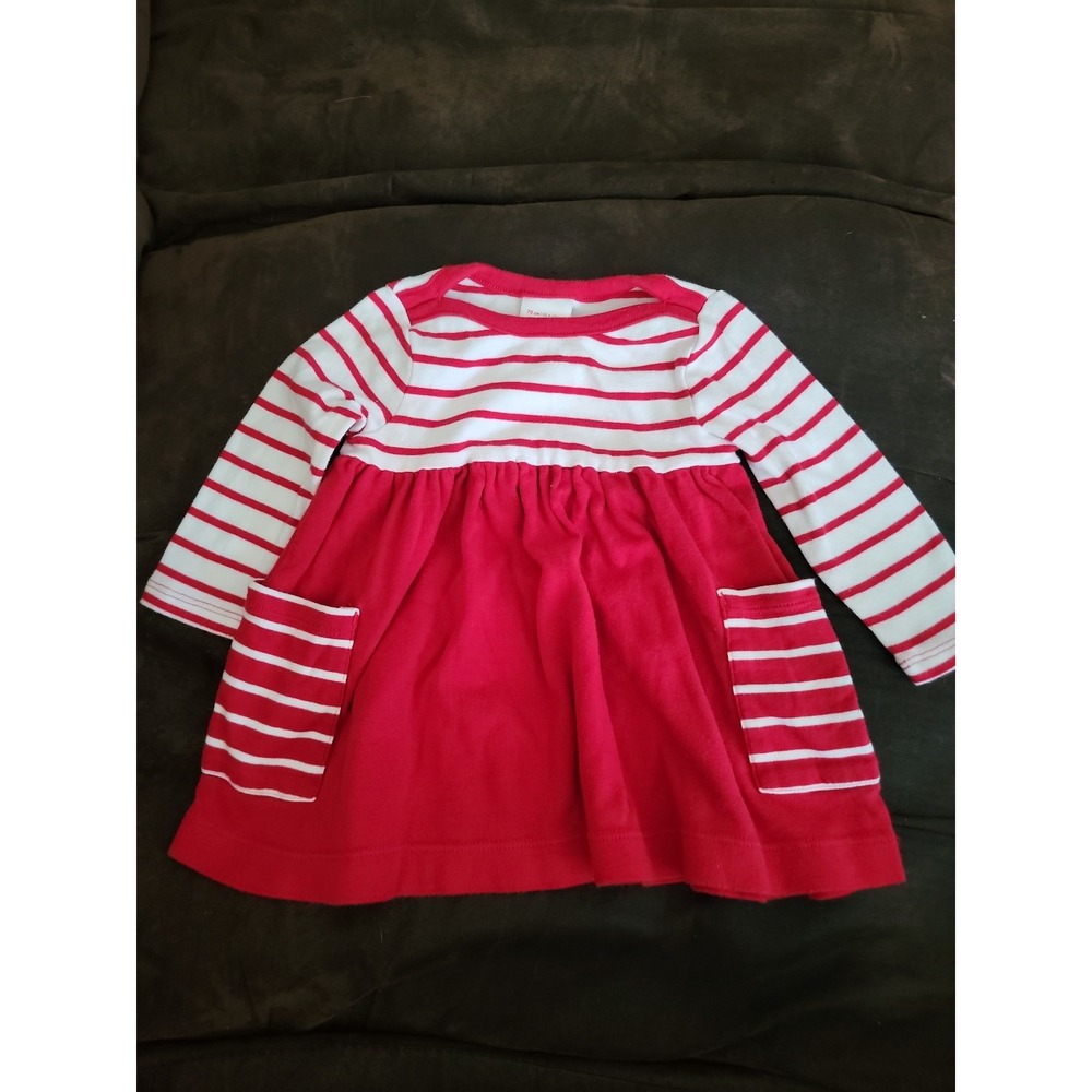 Hanna Andersson red white Christmas holiday dress size‎ 70 6 12 months